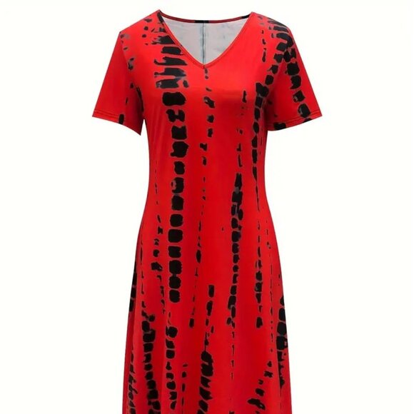 Women Plus Size Tie Dye Dress Loose/Relaxed Fit Summer Vacation Beach Dress 22W - Picture 3 of 11